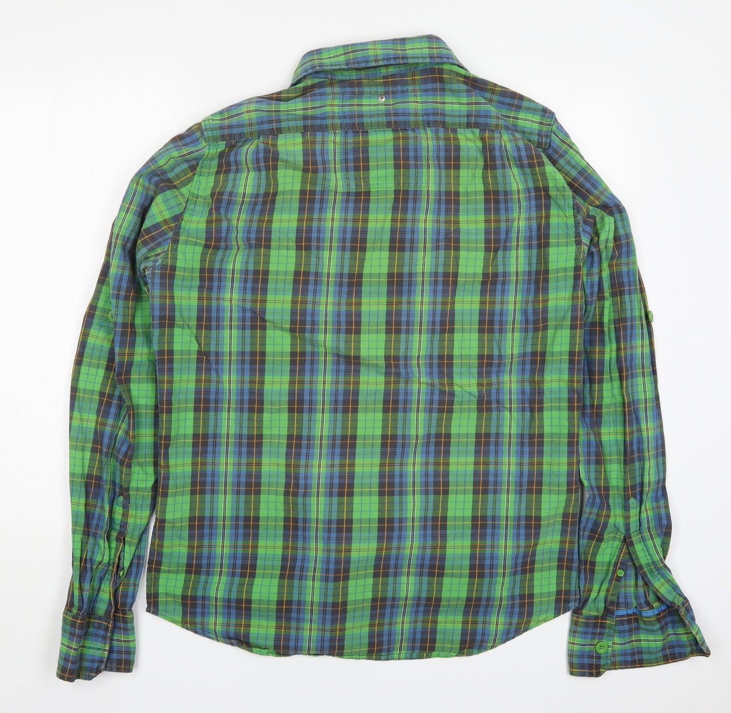 Superdry Mens Green Check Cotton  Button-Up Size XL Collared Button