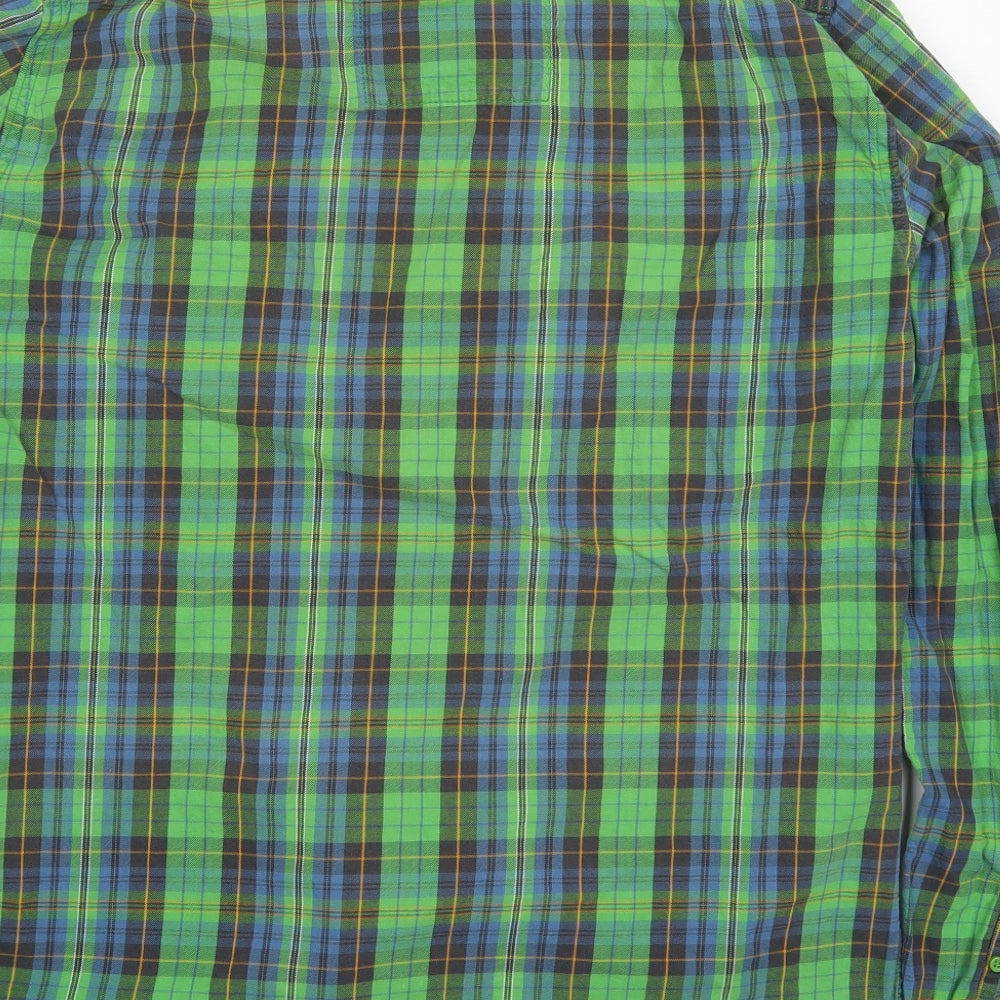 Superdry Mens Green Check Cotton  Button-Up Size XL Collared Button