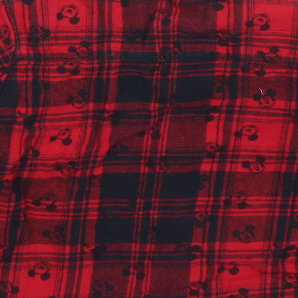 F&F Baby Red Check Cotton Basic Button-Up Size 12-18 Months Collared Button - Mickey Mouse