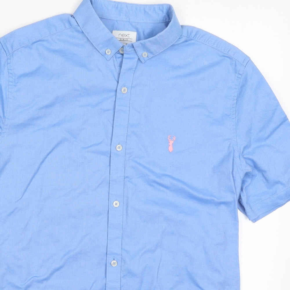 NEXT Mens Blue  Cotton  Button-Up Size M Collared Button