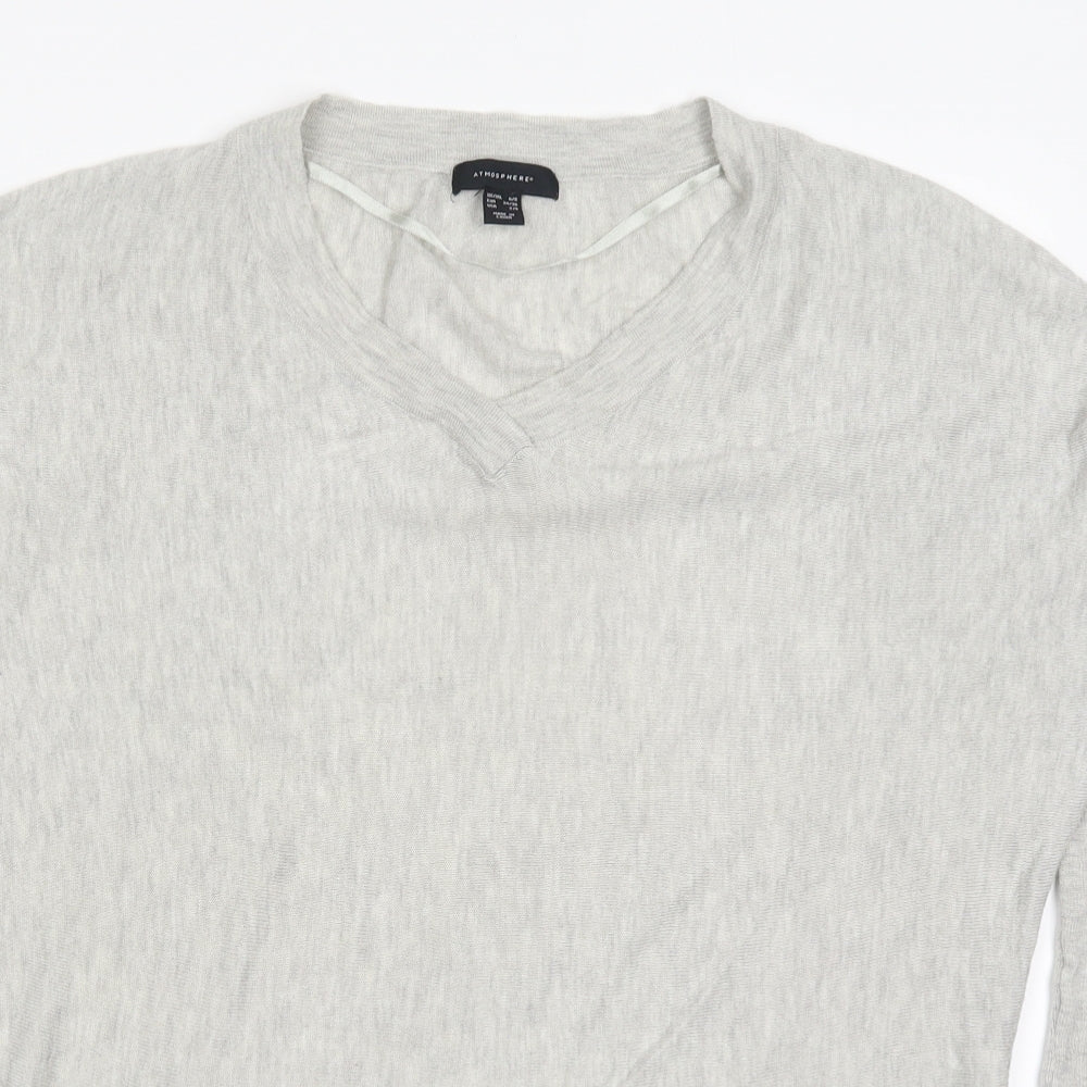 Atmosphere Womens Grey V-Neck  Acrylic Pullover Jumper Size 6