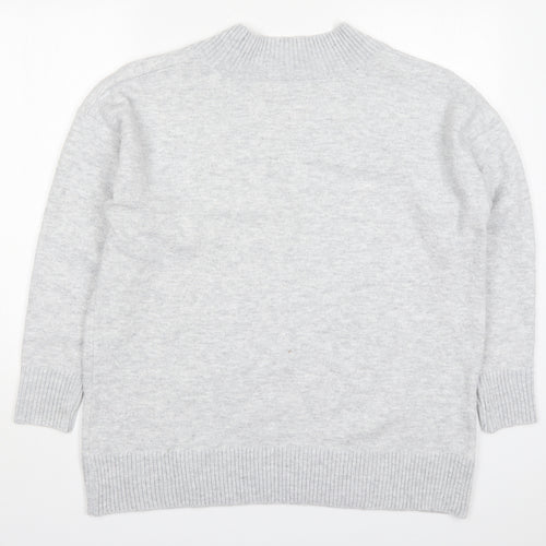 Papaya Womens Grey V-Neck  Polyester Pullover Jumper Size L
