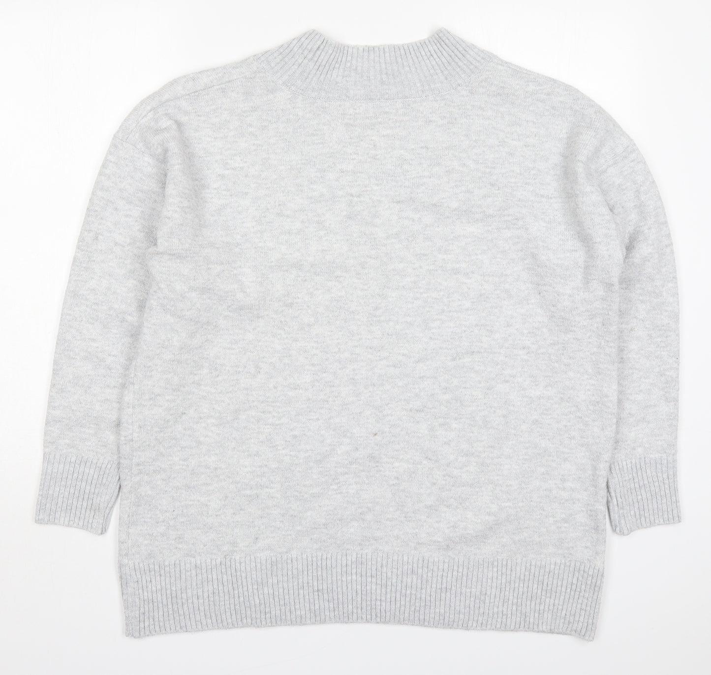 Papaya Womens Grey V-Neck  Polyester Pullover Jumper Size L