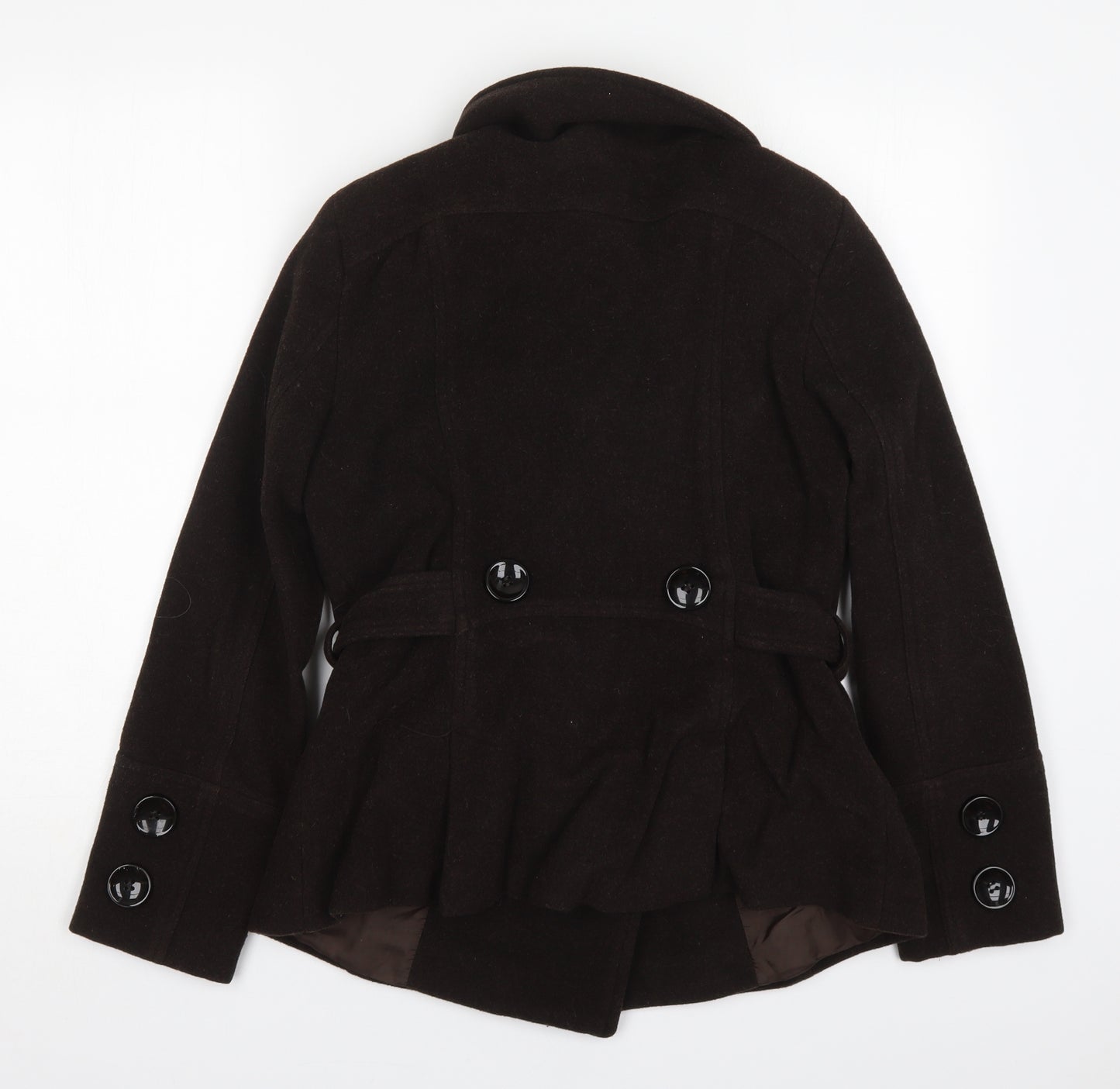 Zara Womens Brown   Pea Coat Coat Size M  Button