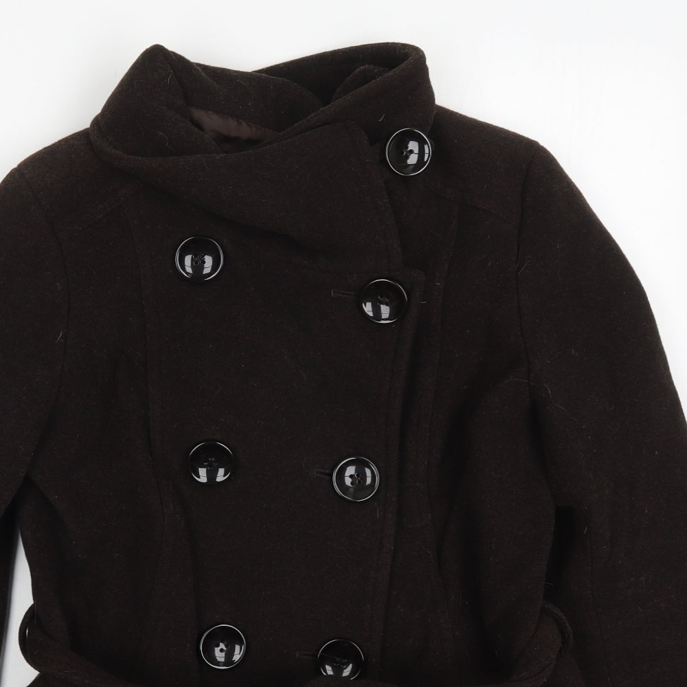 Zara Womens Brown   Pea Coat Coat Size M  Button