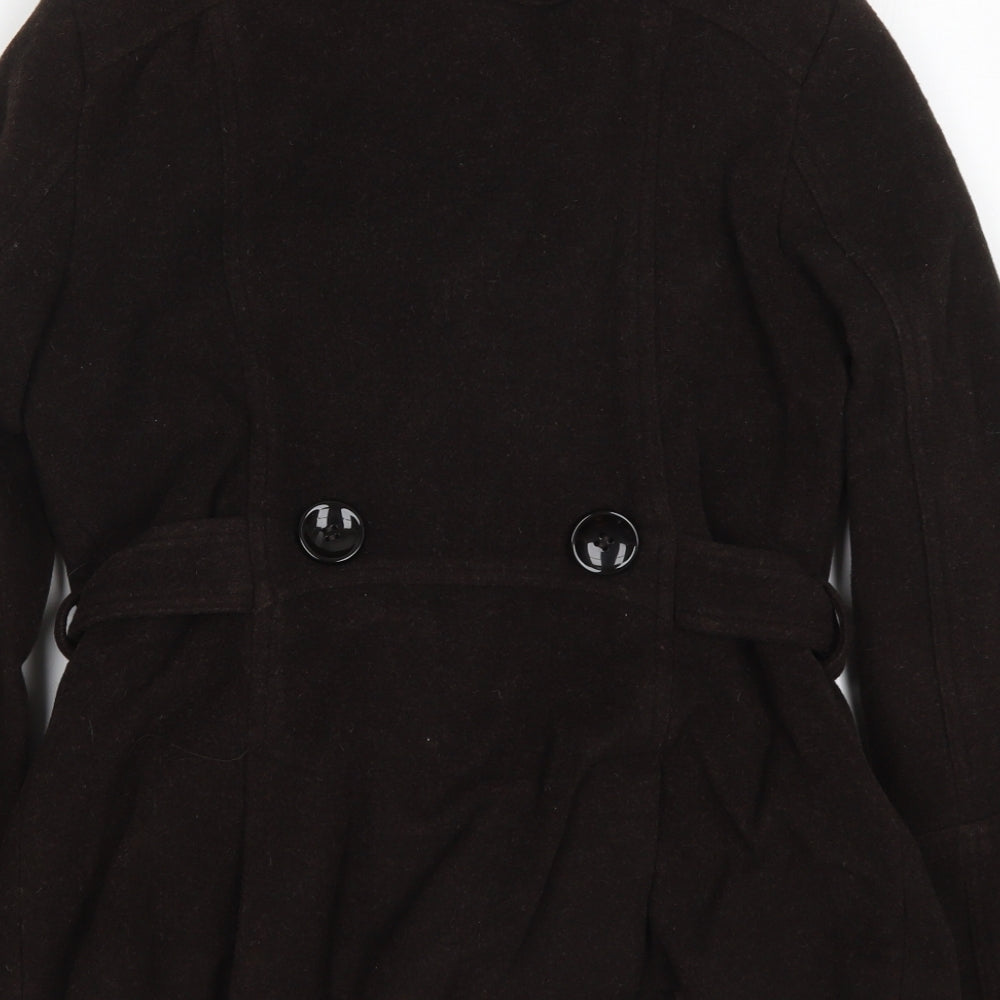 Zara Womens Brown   Pea Coat Coat Size M  Button