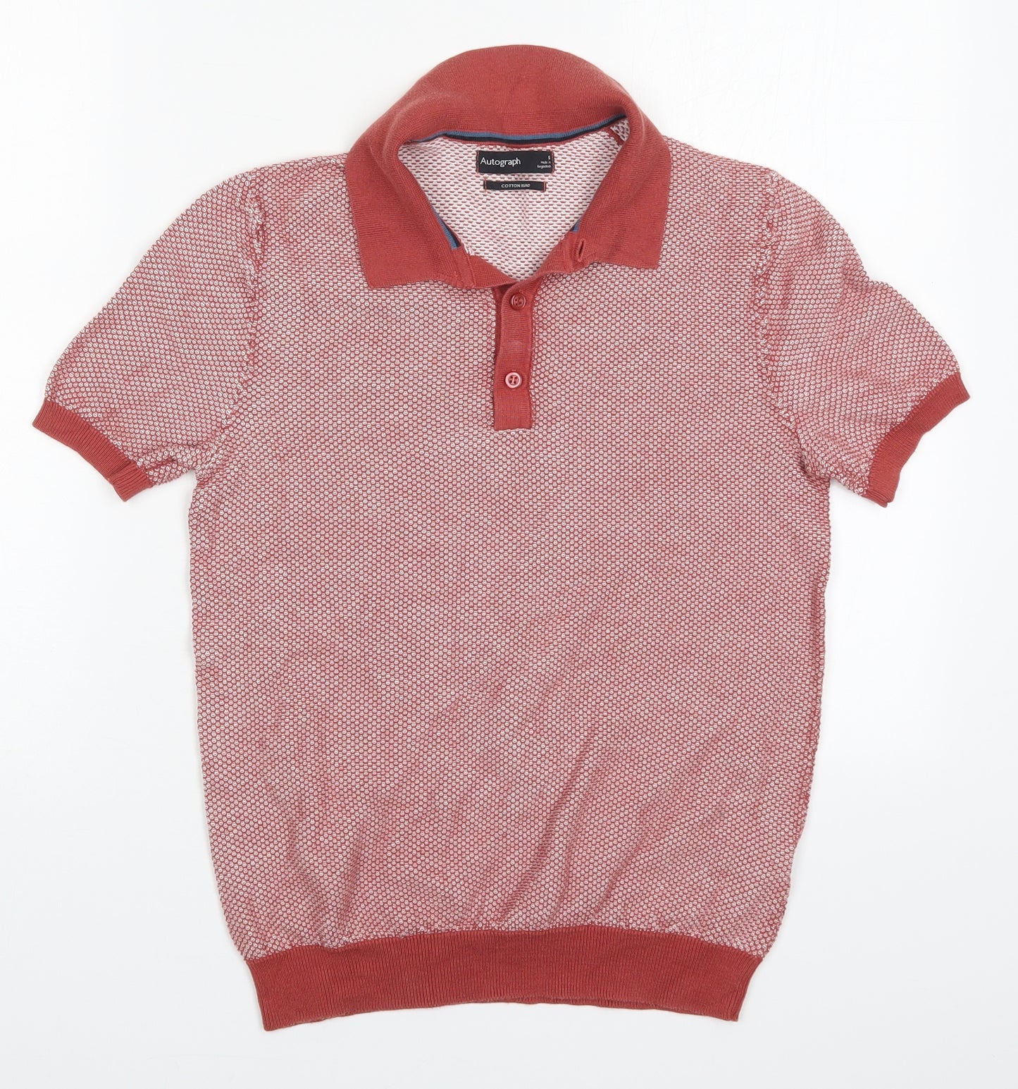 Marks and Spencer Mens Red  Cotton  Polo Size S Collared Pullover
