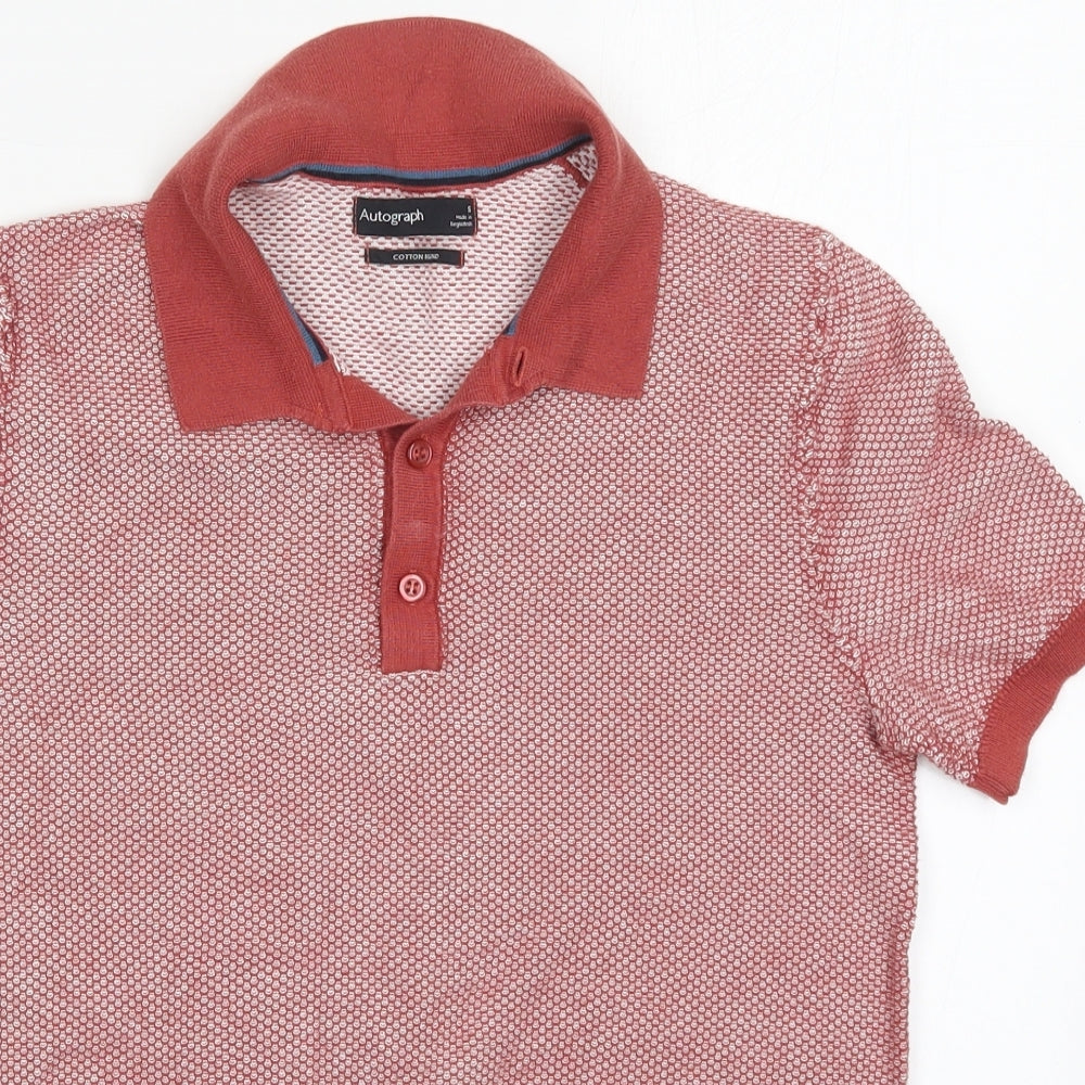 Marks and Spencer Mens Red  Cotton  Polo Size S Collared Pullover