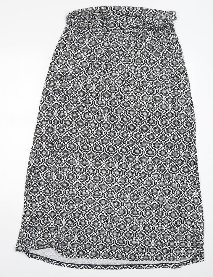 Artisan NY Womens Black Geometric Viscose Maxi Skirt Size XL   Lace Up