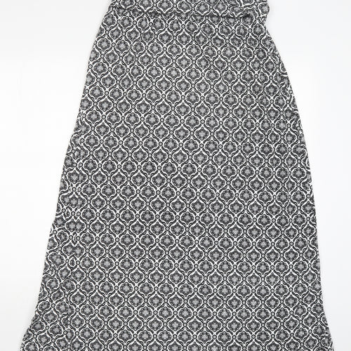 Artisan NY Womens Black Geometric Viscose Maxi Skirt Size XL   Lace Up