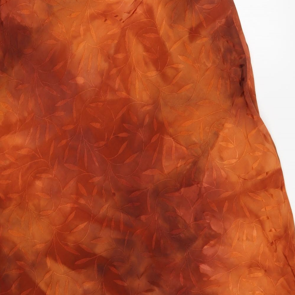 CMD Womens Orange  Viscose A-Line Skirt Size 16   Zip - Leaf Pattern