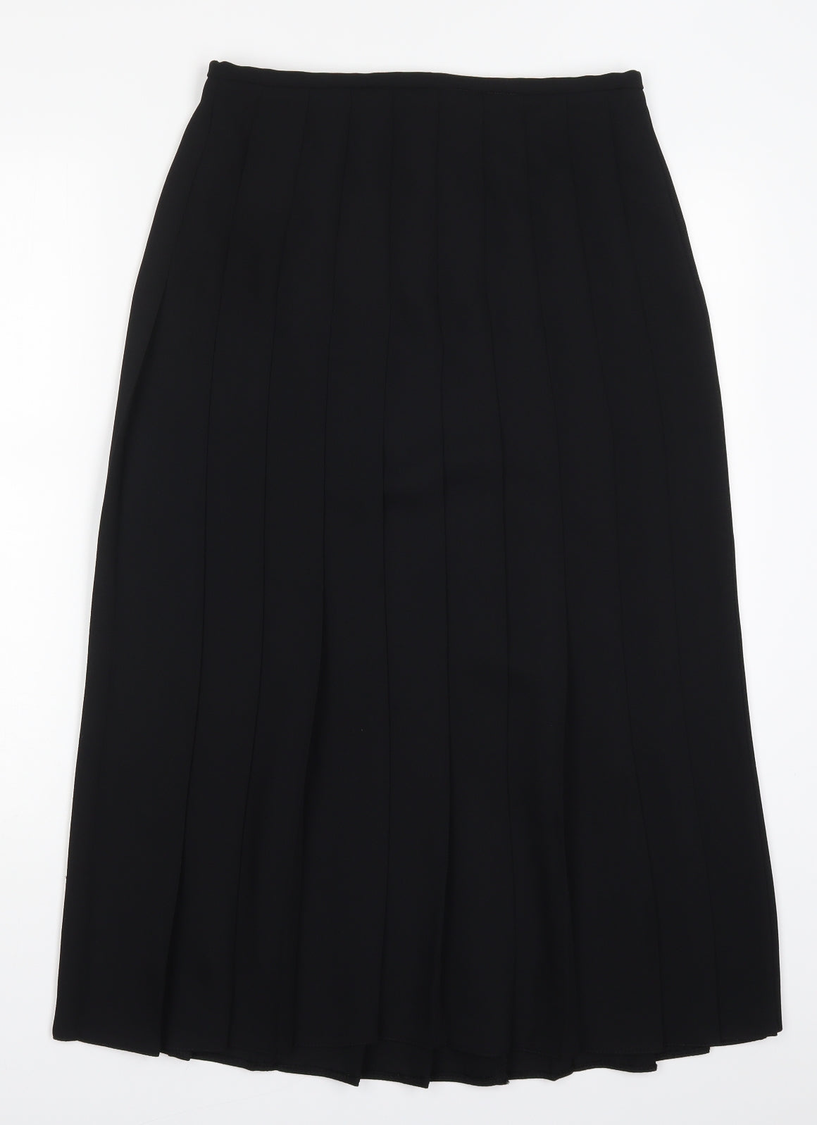 Preworn Womens Black  Polyester Pleated Skirt Size 14   Zip