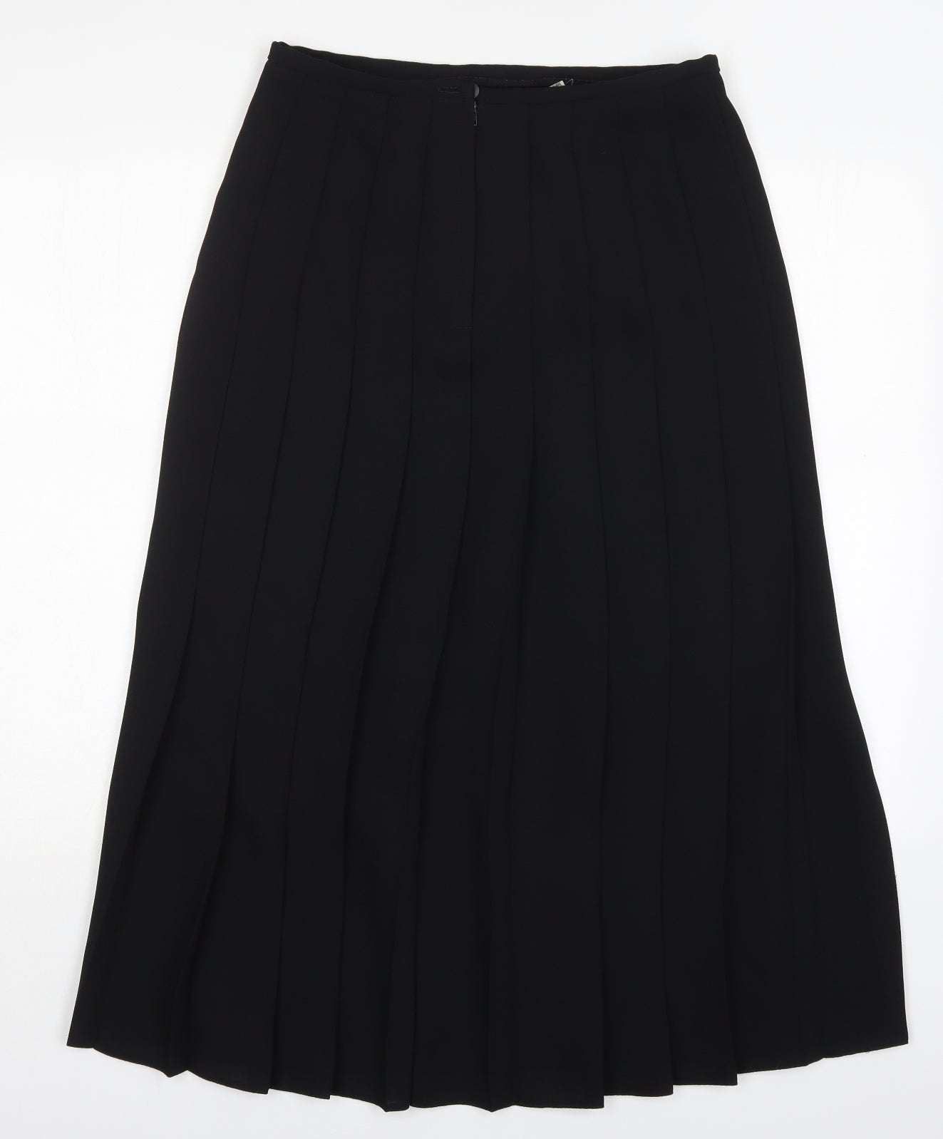 Preworn Womens Black  Polyester Pleated Skirt Size 14   Zip