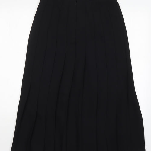 Preworn Womens Black  Polyester Pleated Skirt Size 14   Zip
