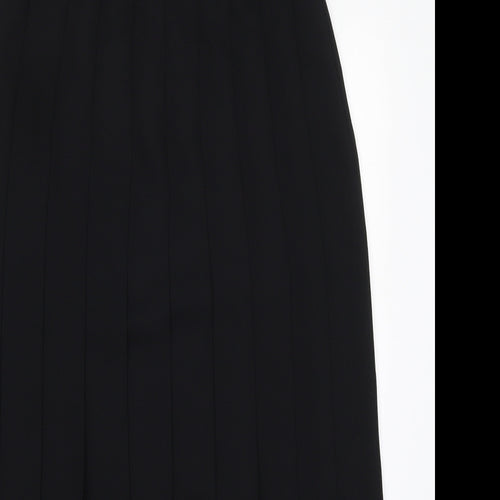 Preworn Womens Black  Polyester Pleated Skirt Size 14   Zip