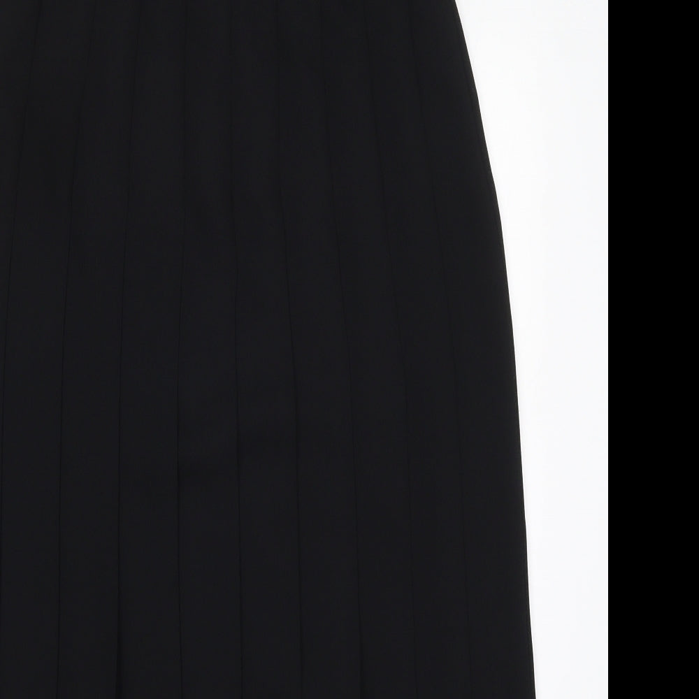 Preworn Womens Black  Polyester Pleated Skirt Size 14   Zip