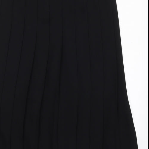 Preworn Womens Black  Polyester Pleated Skirt Size 14   Zip