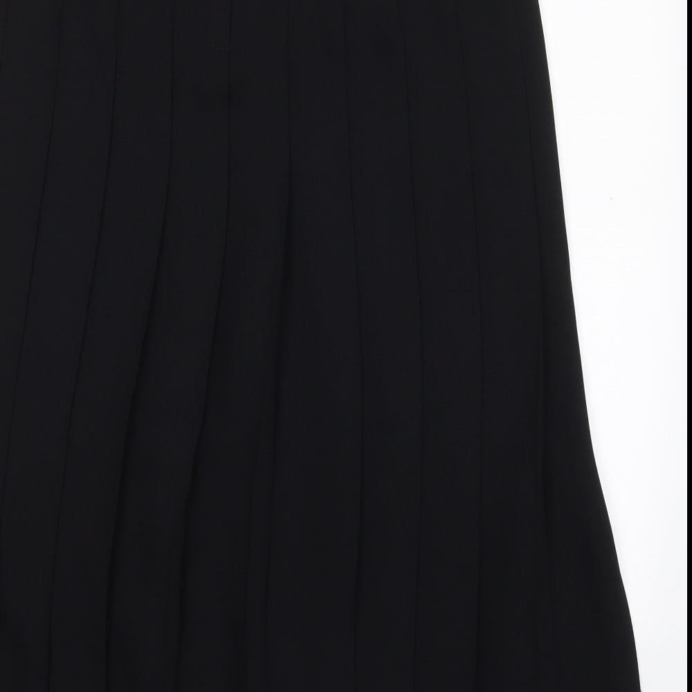 Preworn Womens Black  Polyester Pleated Skirt Size 14   Zip
