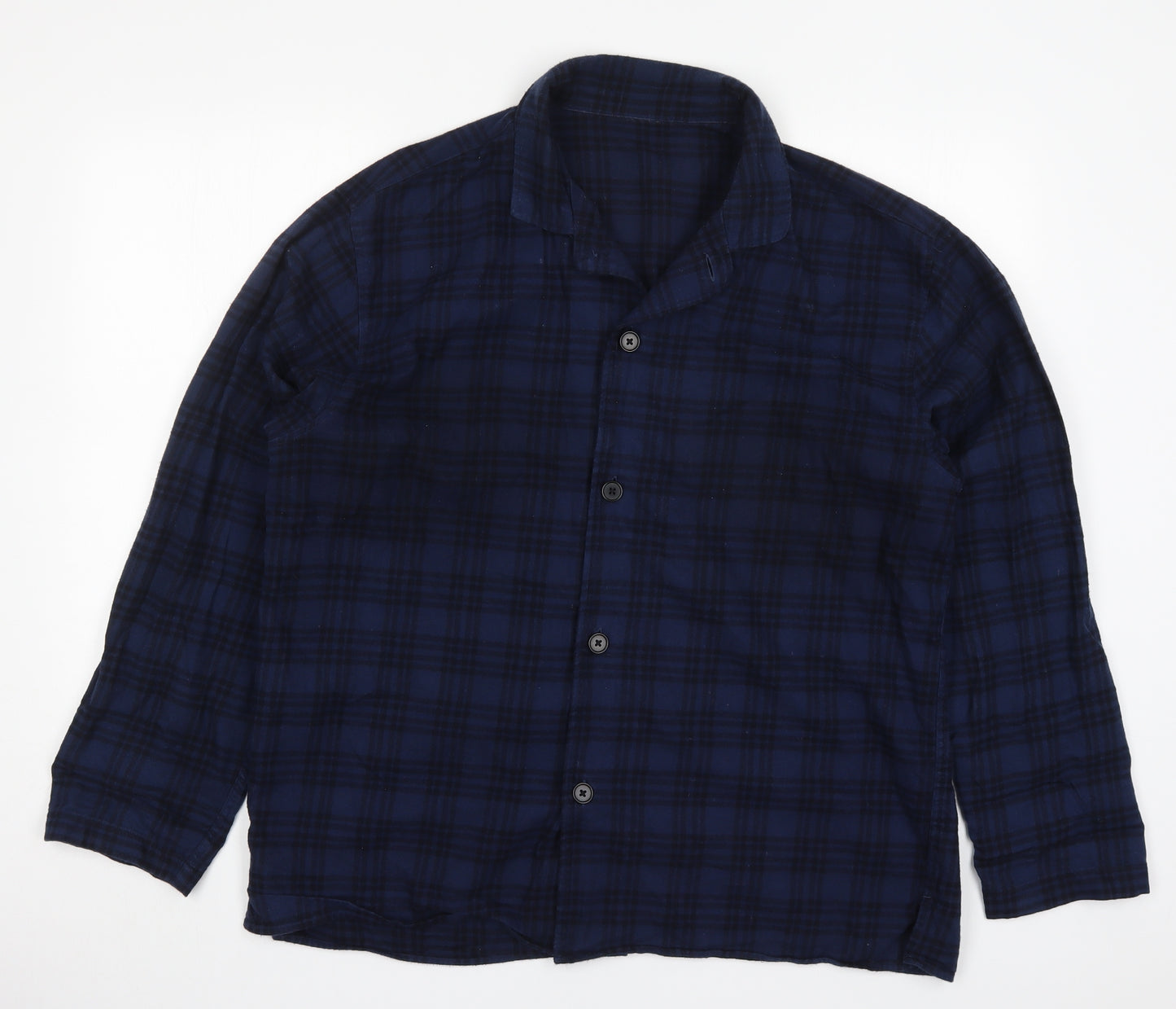 Uniqlo Mens Blue Check Cotton  Pyjama Top Size L  Button