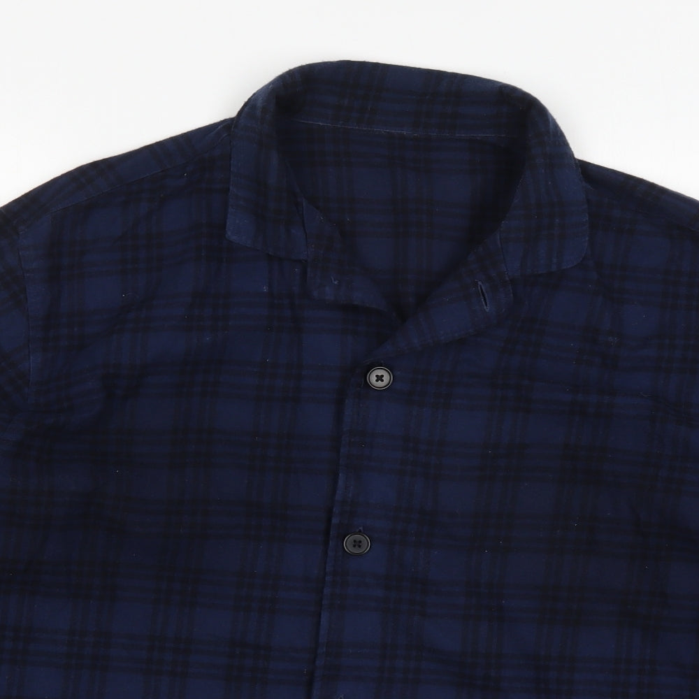 Uniqlo Mens Blue Check Cotton  Pyjama Top Size L  Button