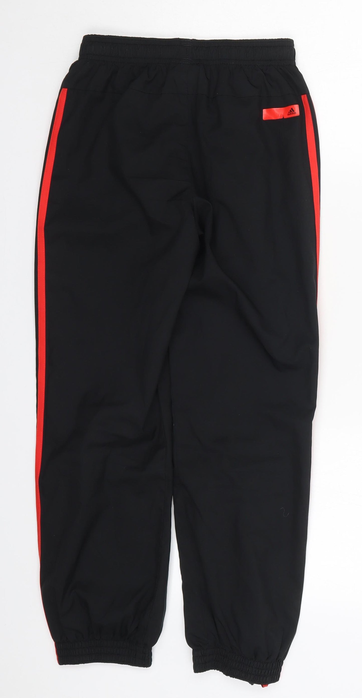 adidas Boys Black Striped Polyester Jogger Trousers Size 9-10 Years  Regular  - Red Side Stripe