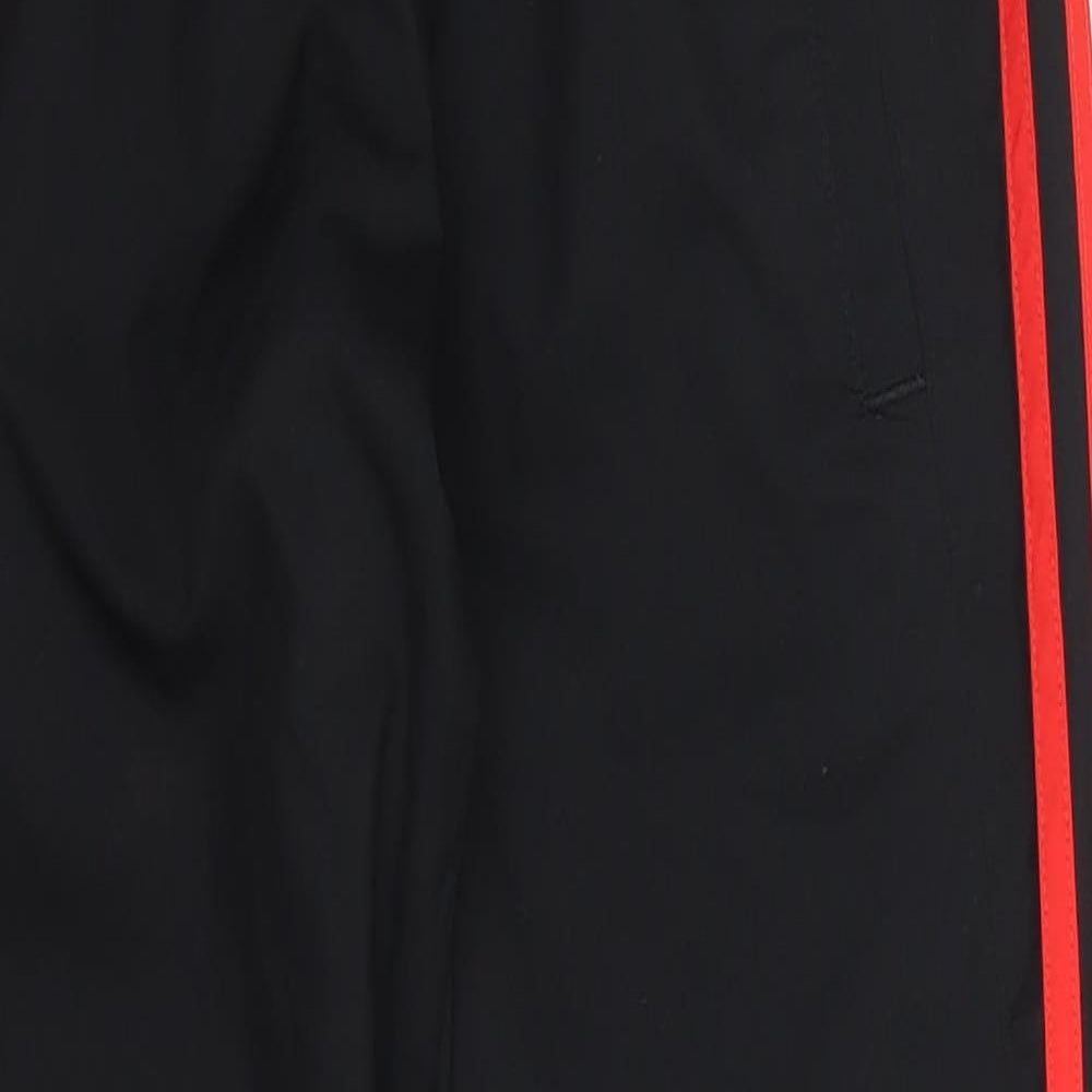 adidas Boys Black Striped Polyester Jogger Trousers Size 9-10 Years  Regular  - Red Side Stripe
