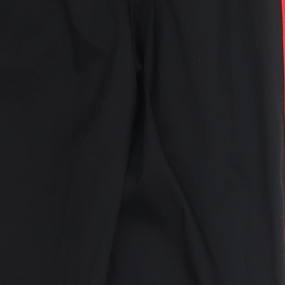 adidas Boys Black Striped Polyester Jogger Trousers Size 9-10 Years  Regular  - Red Side Stripe