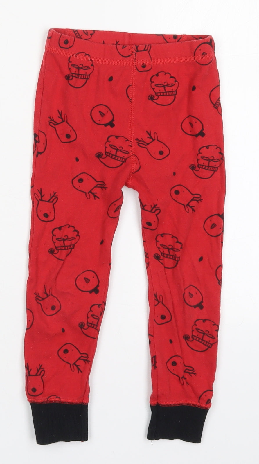 NEXT Boys Red  Cotton Sweatpants Trousers Size 2-3 Years  Regular  - Christmas Print Pyjama Pants