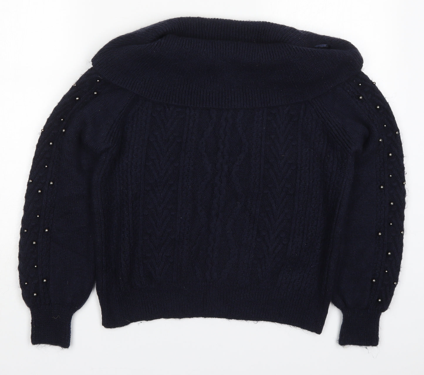 NEXT Womens Blue Roll Neck  Nylon Pullover Jumper Size S