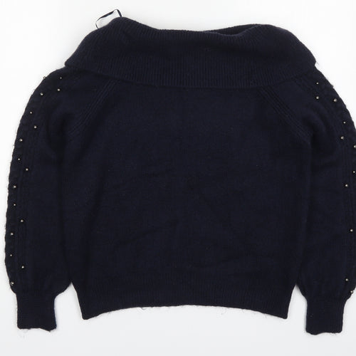 NEXT Womens Blue Roll Neck  Nylon Pullover Jumper Size S