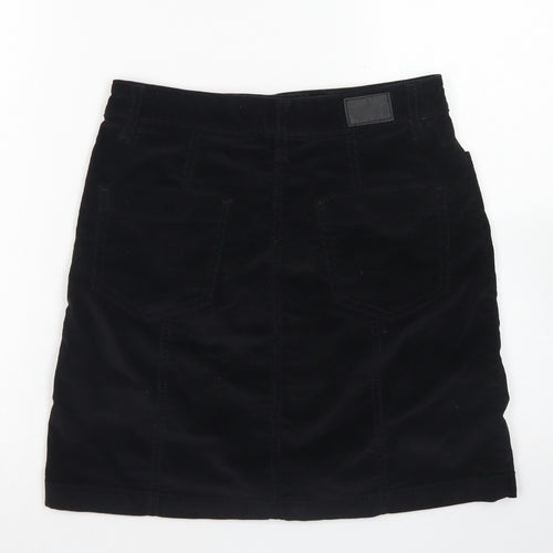 NEXT Womens Black  Cotton A-Line Skirt Size 6   Button