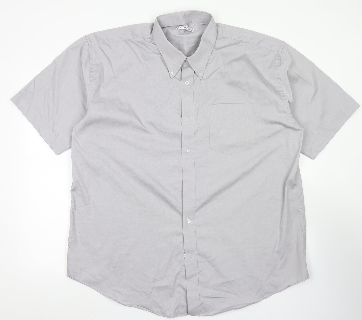 Kustom Kit Mens Grey  Cotton  Dress Shirt Size 19 Collared Button
