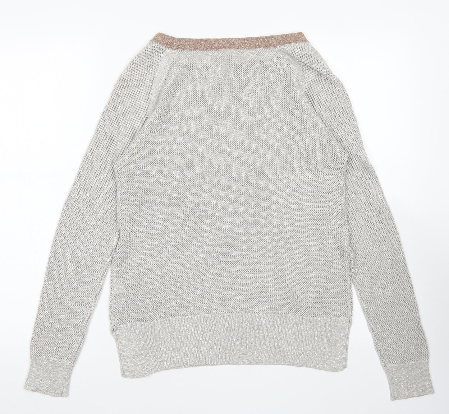River Island Womens Grey  Viscose Basic Blouse Size 10 Crew Neck