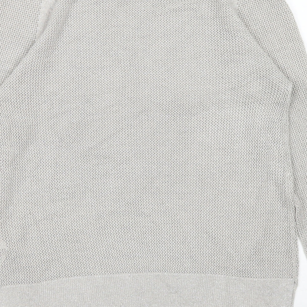 River Island Womens Grey  Viscose Basic Blouse Size 10 Crew Neck