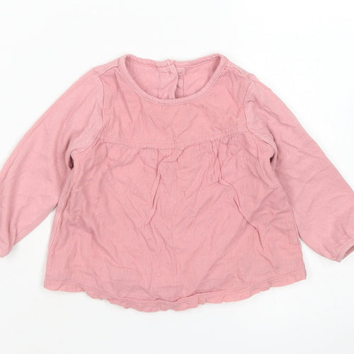 Matalan Girls Pink Polka Dot Cotton Basic T-Shirt Size 3-6 Months Crew Neck Button