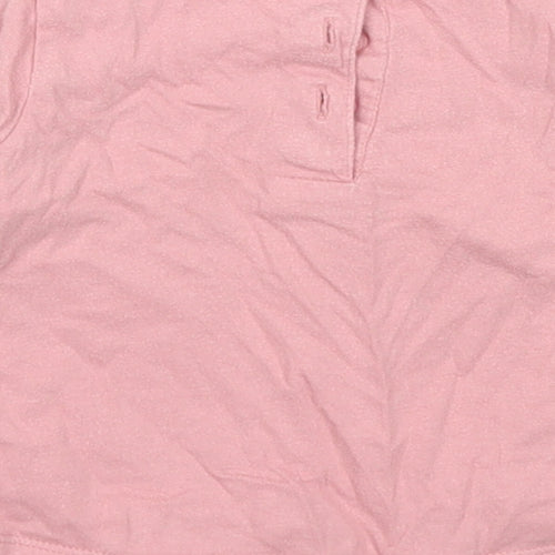 Matalan Girls Pink Polka Dot Cotton Basic T-Shirt Size 3-6 Months Crew Neck Button