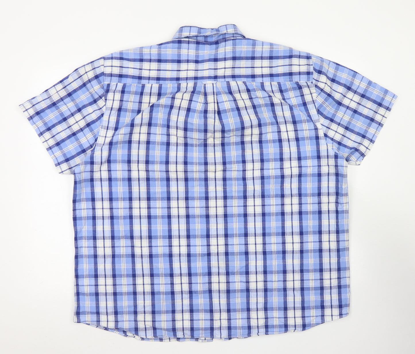 Easy Mens Blue Plaid Cotton  Button-Up Size 2XL Collared Button