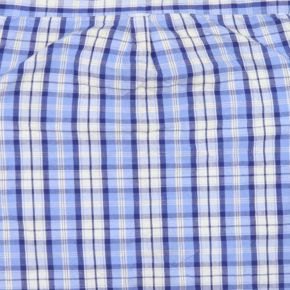 Easy Mens Blue Plaid Cotton  Button-Up Size 2XL Collared Button