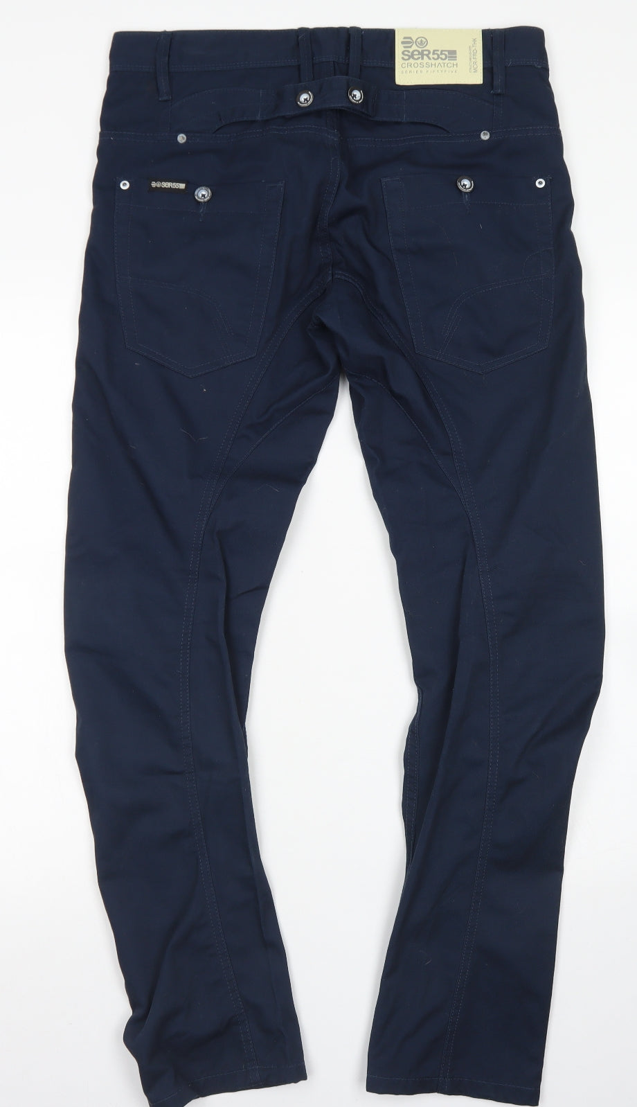 Crosshatch Mens Blue  Polyester Cargo Trousers Size 32 in L32 in Regular Button