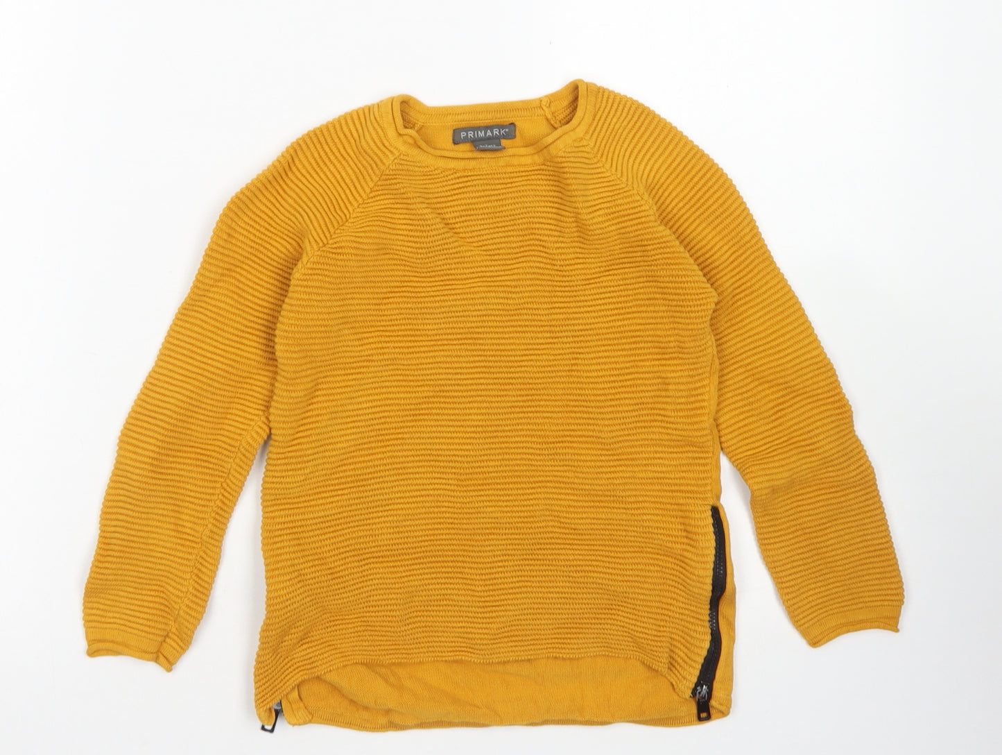 Primark Boys Yellow  Cotton Basic T-Shirt Size 6-7 Years Crew Neck