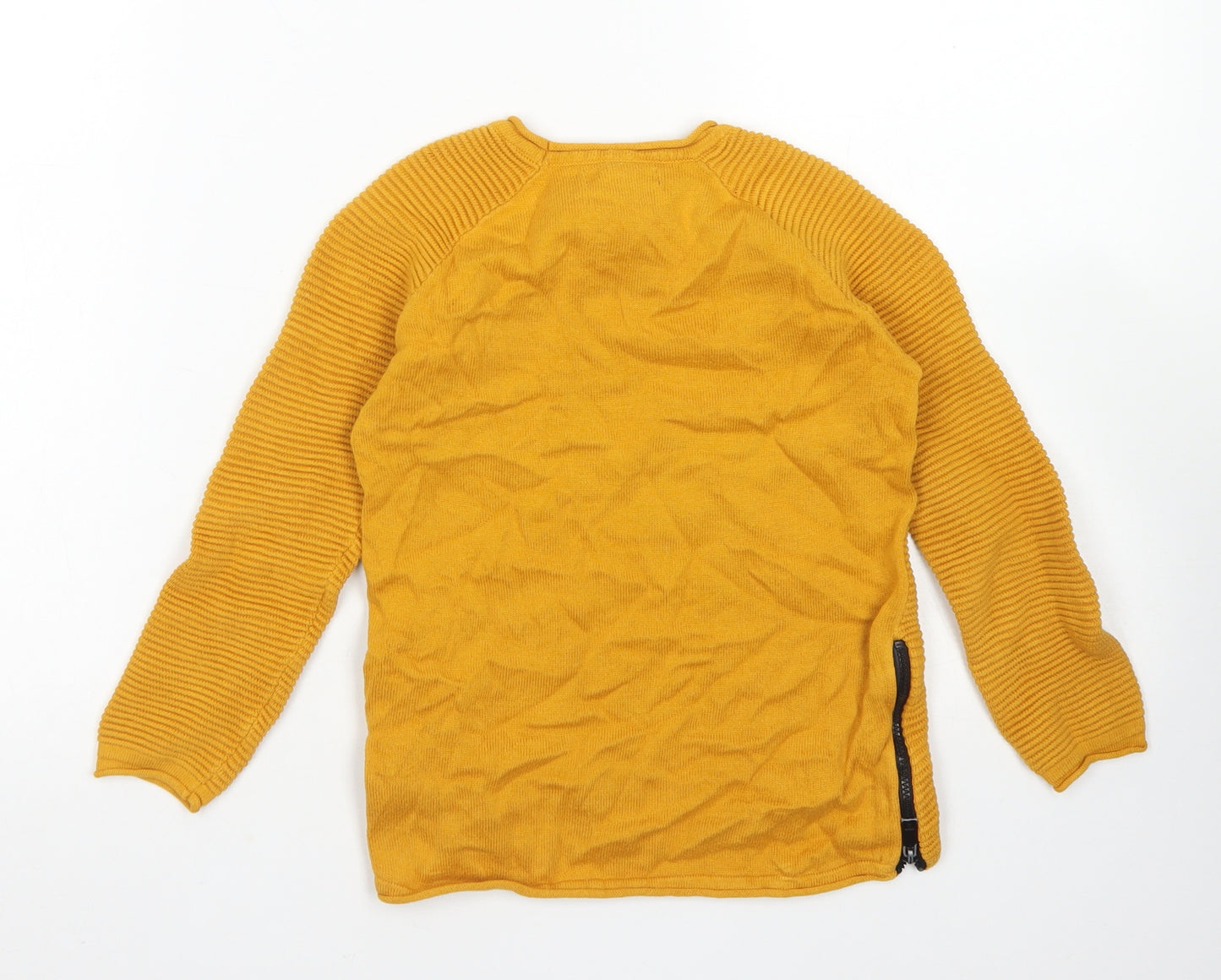 Primark Boys Yellow  Cotton Basic T-Shirt Size 6-7 Years Crew Neck