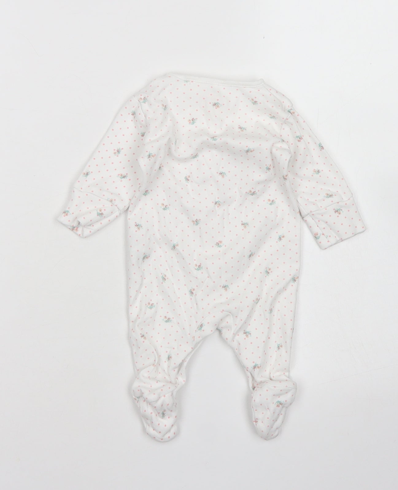 NEXT Girls White Polka Dot Cotton Babygrow One-Piece Size 0-3 Months  Snap - Up to 1 Month