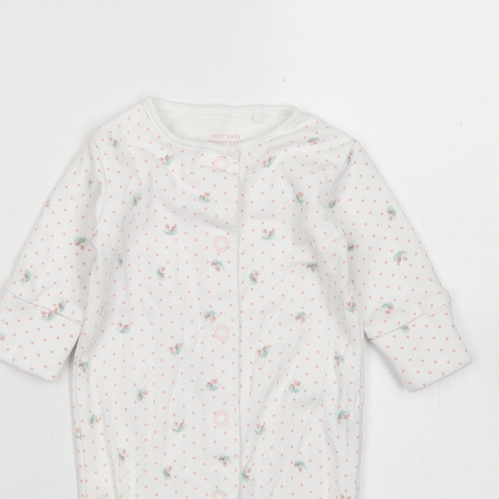 NEXT Girls White Polka Dot Cotton Babygrow One-Piece Size 0-3 Months  Snap - Up to 1 Month