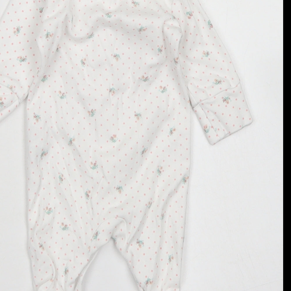 NEXT Girls White Polka Dot Cotton Babygrow One-Piece Size 0-3 Months  Snap - Up to 1 Month