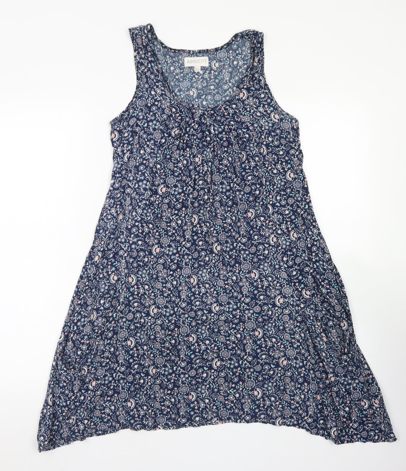 Apricot Womens Blue Floral Viscose Trapeze & Swing  Size 8  Round Neck