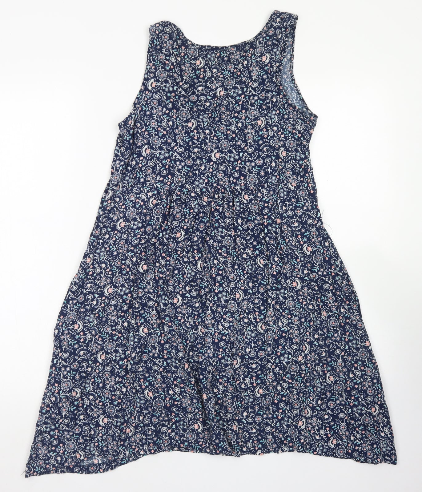 Apricot Womens Blue Floral Viscose Trapeze & Swing  Size 8  Round Neck