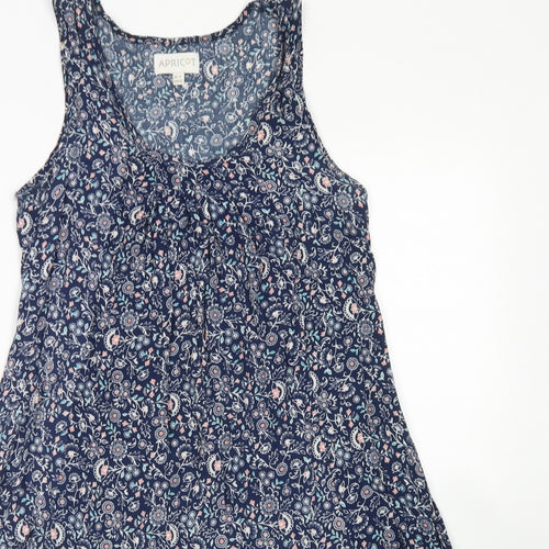 Apricot Womens Blue Floral Viscose Trapeze & Swing  Size 8  Round Neck