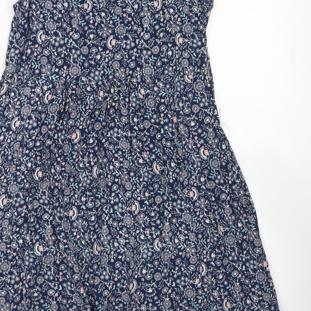 Apricot Womens Blue Floral Viscose Trapeze & Swing  Size 8  Round Neck