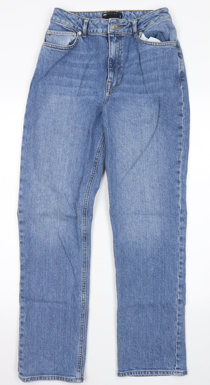 ASOS Womens Blue  Cotton Straight Jeans Size 28 in L34 in Regular Button