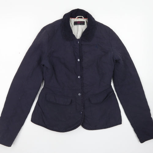 New Look Womens Blue Argyle/Diamond  Pea Coat Jacket Size 6  Snap